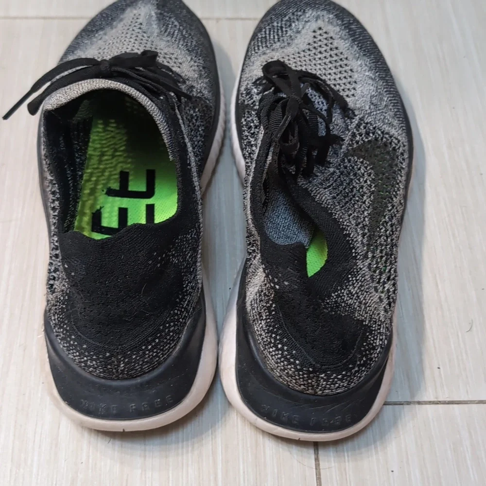 Nike Free Rn Flyknit Running Shoes Black, Gray, Green - Picture 2 of 5